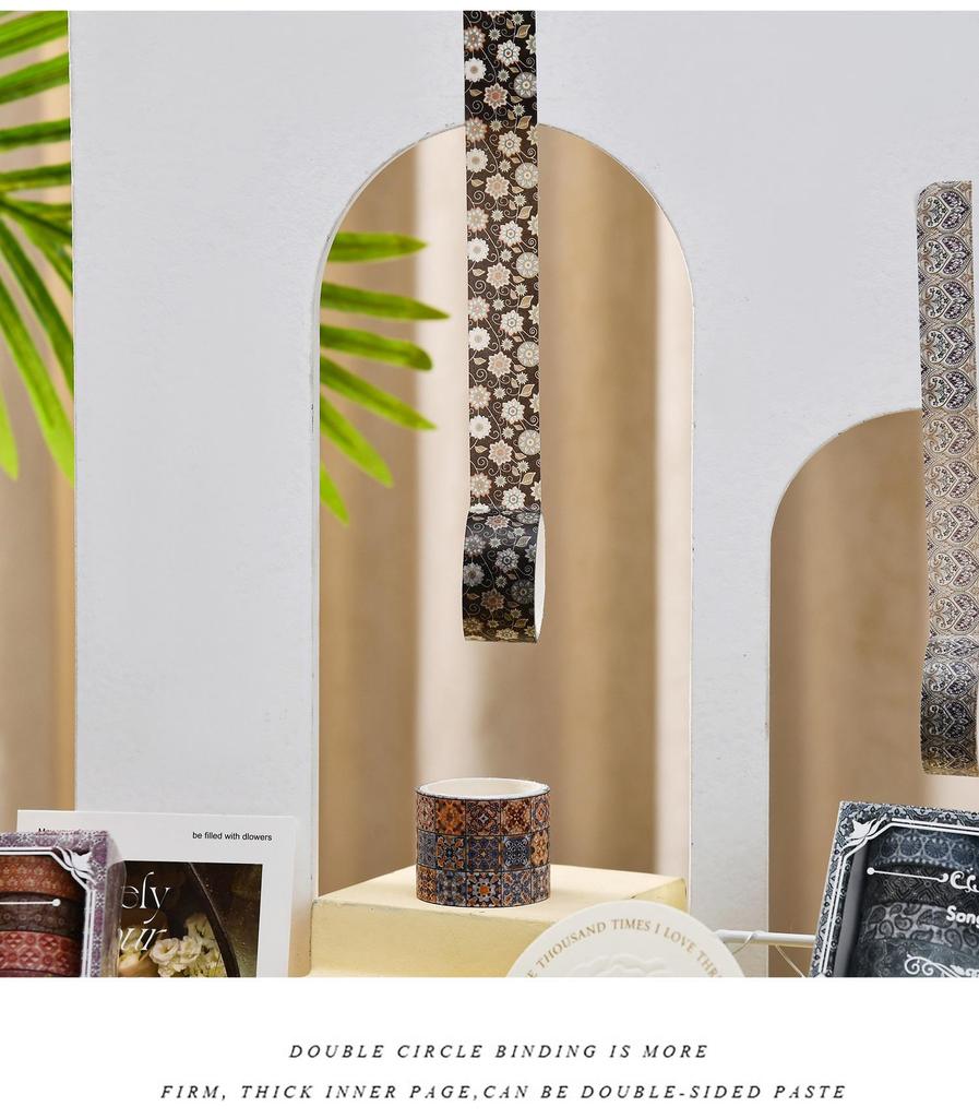 12ks Exotic Charm Paper Washi Tape Set Retro květinové lepicí maskovací pásky Dekorační samolepky Diář DIY