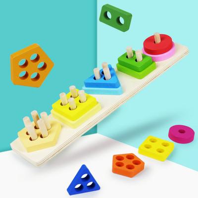 Sortier- und Stapelspielzeug aus Holz, lustiges Lernspiel, Feinmotorik, Mustererkennung, Holzblock für Kleinkinder