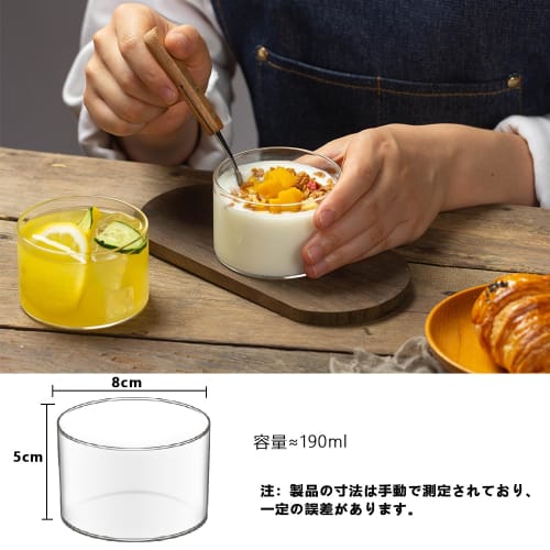 ESTVLB Heat-Resistant Glass Pudding Cups, 190ml, Reusable, Round, for Pudding Molds, Jelly Molds, and Confectionery, DIY Baking Supplies, Heat-Resista