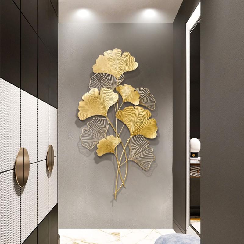 Ginkgo Leaf Iron Art Wall Hanging - 3D Metal Decor for Living Room Entrance