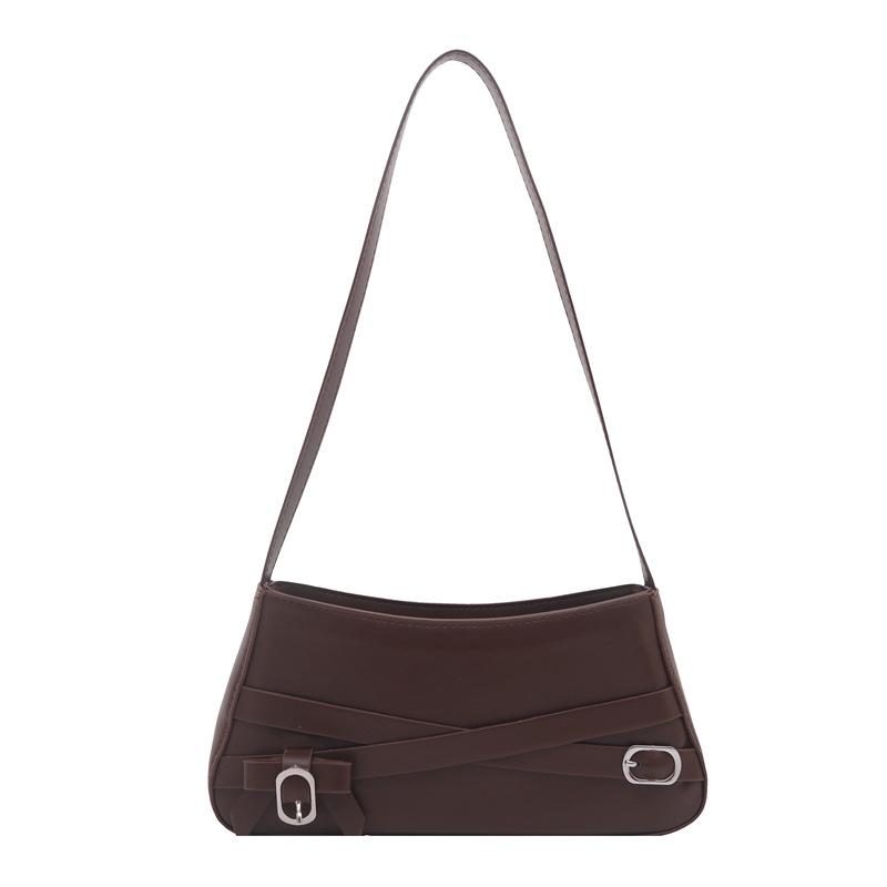 Décoration de ceinture rétro grande capacité hiver nouveau mode décontracté couleur unie sac à bandoulière portable sac sous le bras femmes