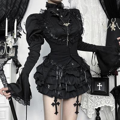 Women Gothic Halter Vest Lace Trim Single‑Button Fitted Sleeveless Cosplay Party Waistcoat Top