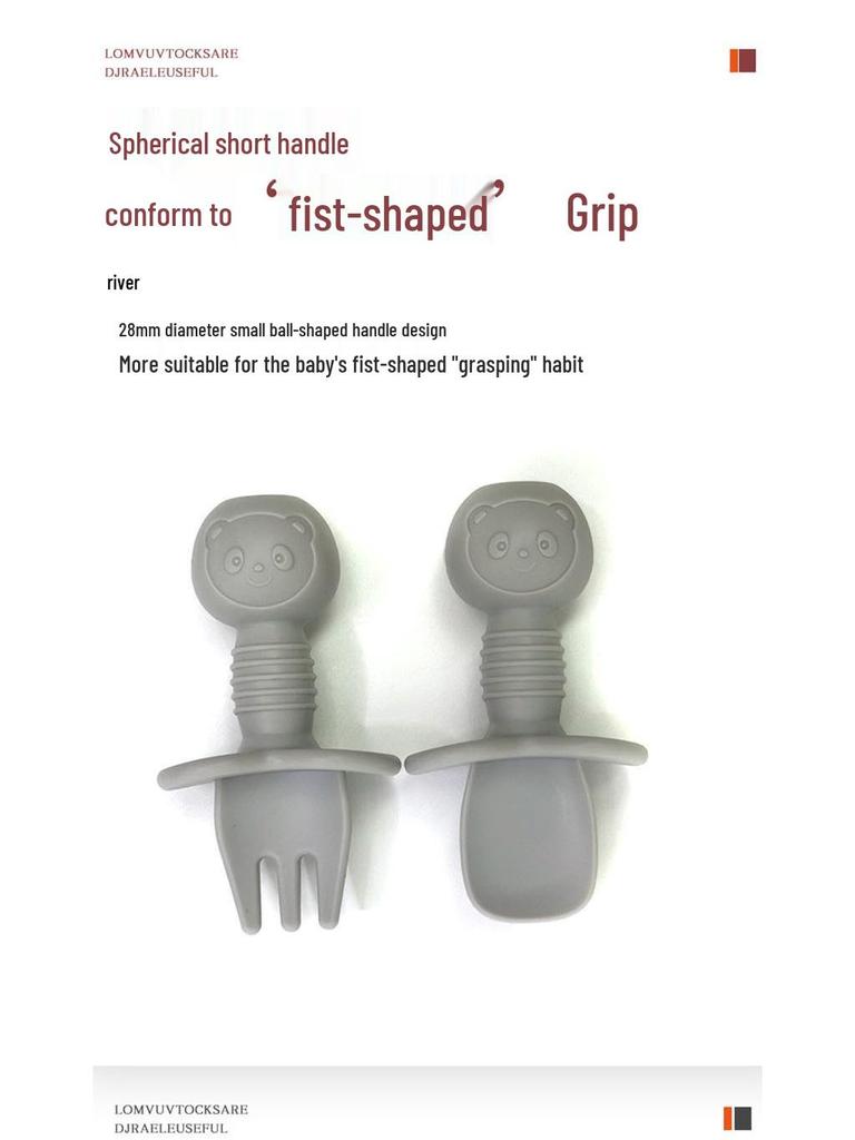 Мультяшний ведмедик Силіконовий набір виделки та ложки для тренування їжі дітей