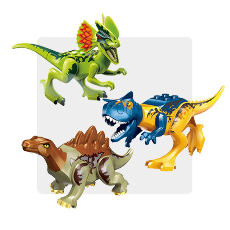 Non-Toxic Jurassic Dinosaurs World Velociraptor Triceratops Indominus T-Rex Model Building Blocks Assemble Educational Toys For Kids Gifts