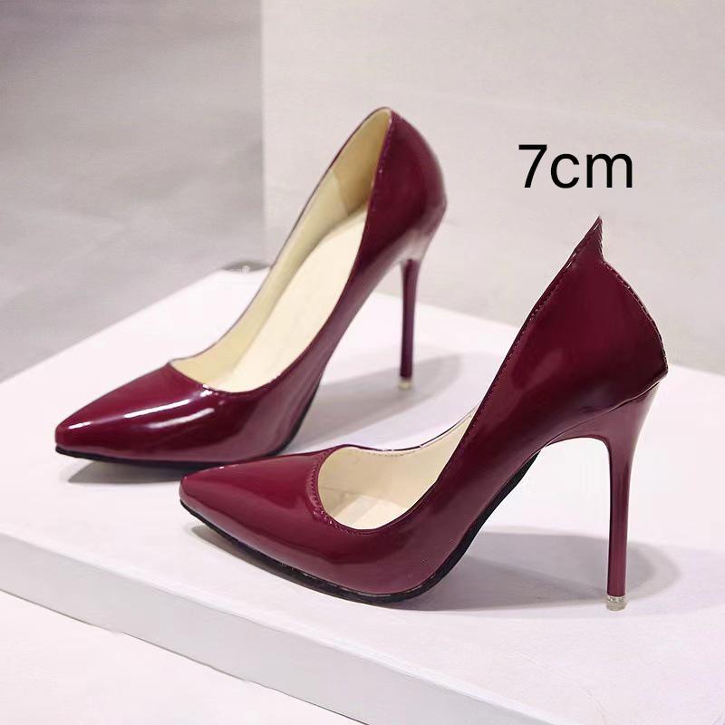Scarpe décolleté da donna con tacco alto Moda Pelle verniciata Punta stretta Tacco sottile Scarpa da sposa Sexy