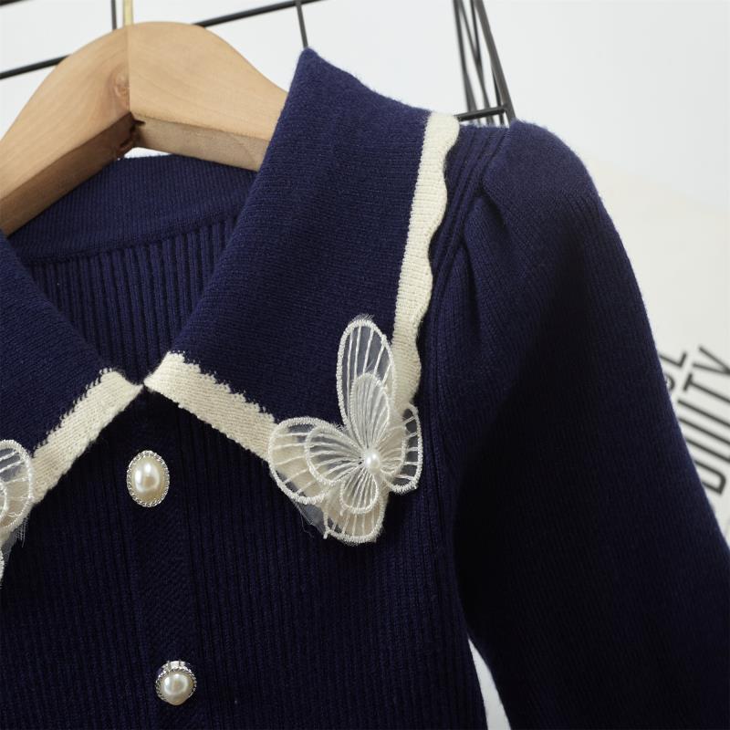 Girls Dress New Autumn Winter Thickening Warm Sweater Dress Girls Princess Dress College Style Bow Knitted Dress Girls Dress