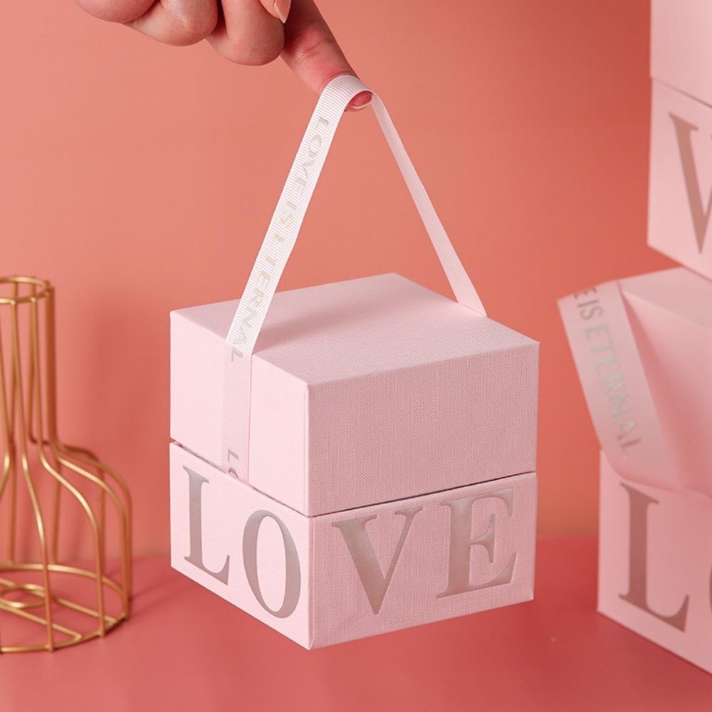 

Square Love Gift Packaging Box Wedding Favor Candy Box for Valentine s Day Christmas Present Boxes Jewelry Storage Case Other рожевий