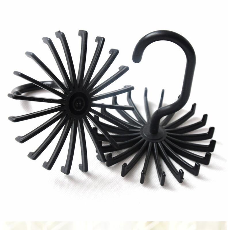 20 Claw 360 Degree Black Tie Rack Plastic Multi-functional Rotating Rack Scarf Belt Jewelry Collection Rack