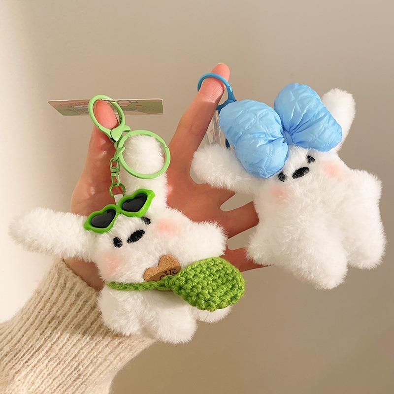 1 Stück Kawaii Hase Plüsch Schlüsselanhänger Ornament Niedliches Plüschtier Schleifenknoten Schlüsselanhänger für Damen Mädchen Vielseitiger Taschenanhänger Anhänger Geschenke