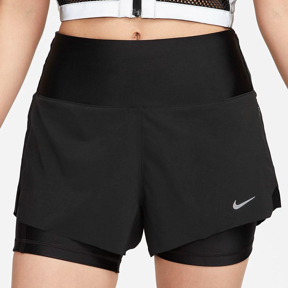 Nike Dri-FIT Swift Women's Mid-Rise 8cm Approx. 2-in-1 Running Shorts With Pockets Black DX1030-010