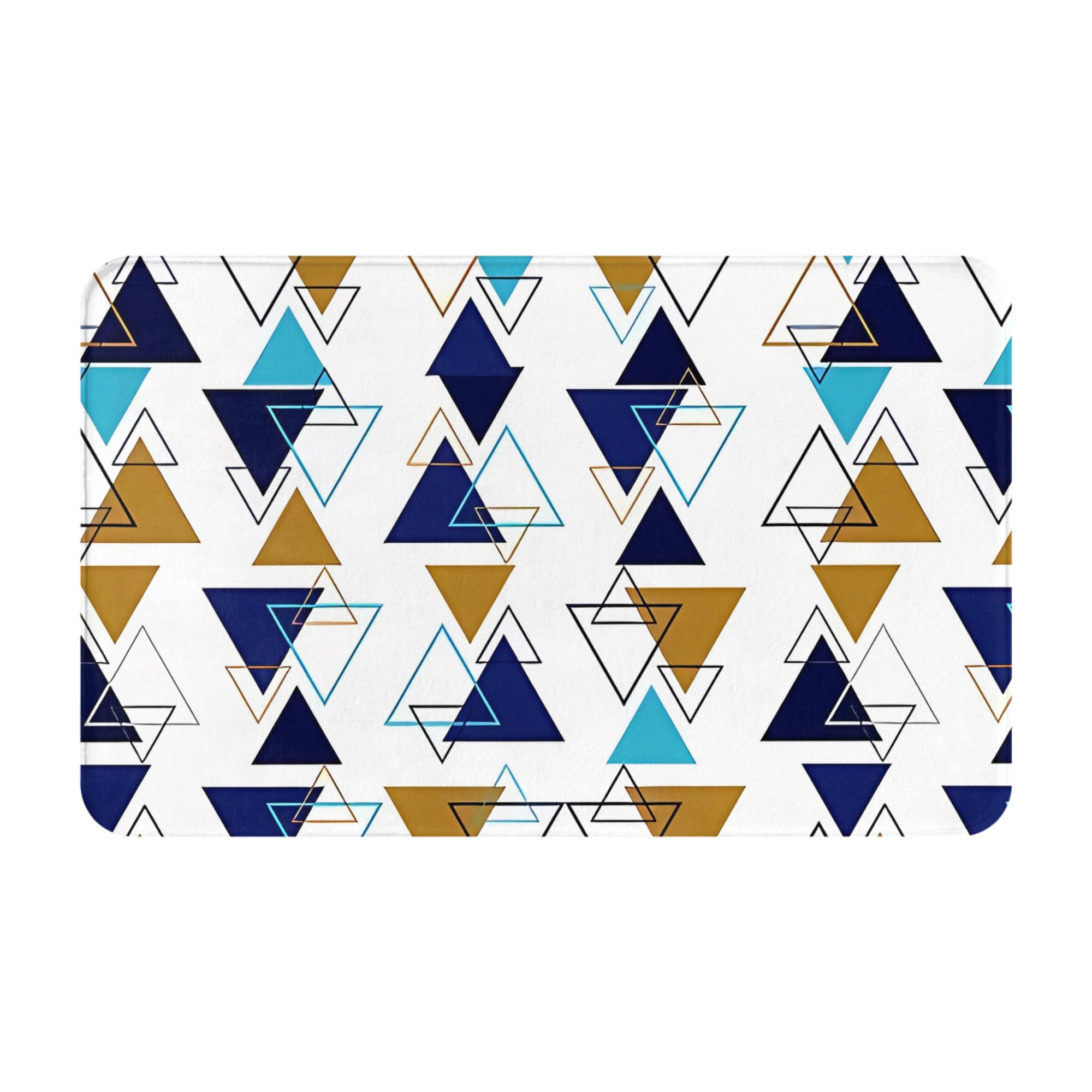 

Blue Gold Brown Triangle Geometric Print Doormat Printed Polyester Machine Washable Entrance Floor Mat 80x50cm 40cm x 60cm