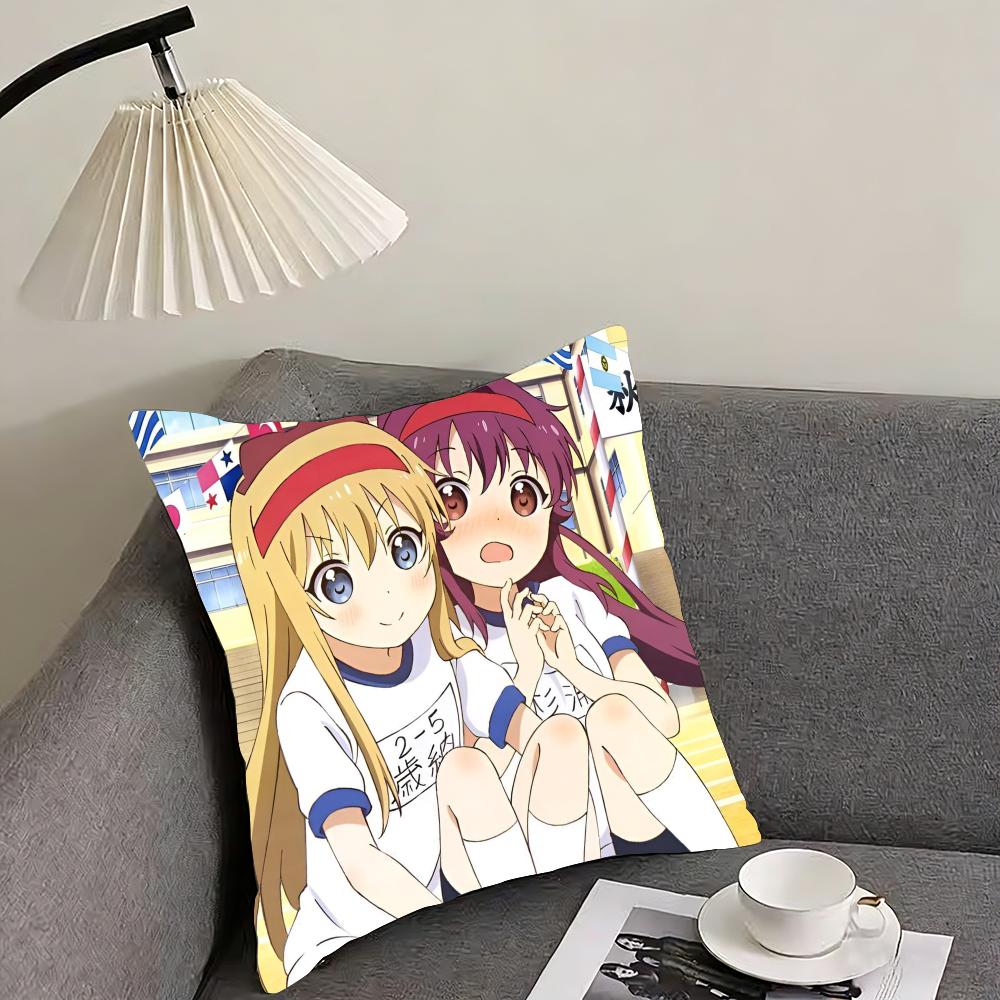 Yuru Yuri Cushion Cover Reversible Plush Pillow Cover – For Car, Sofa, Bedroom, Perfect As a Gift.