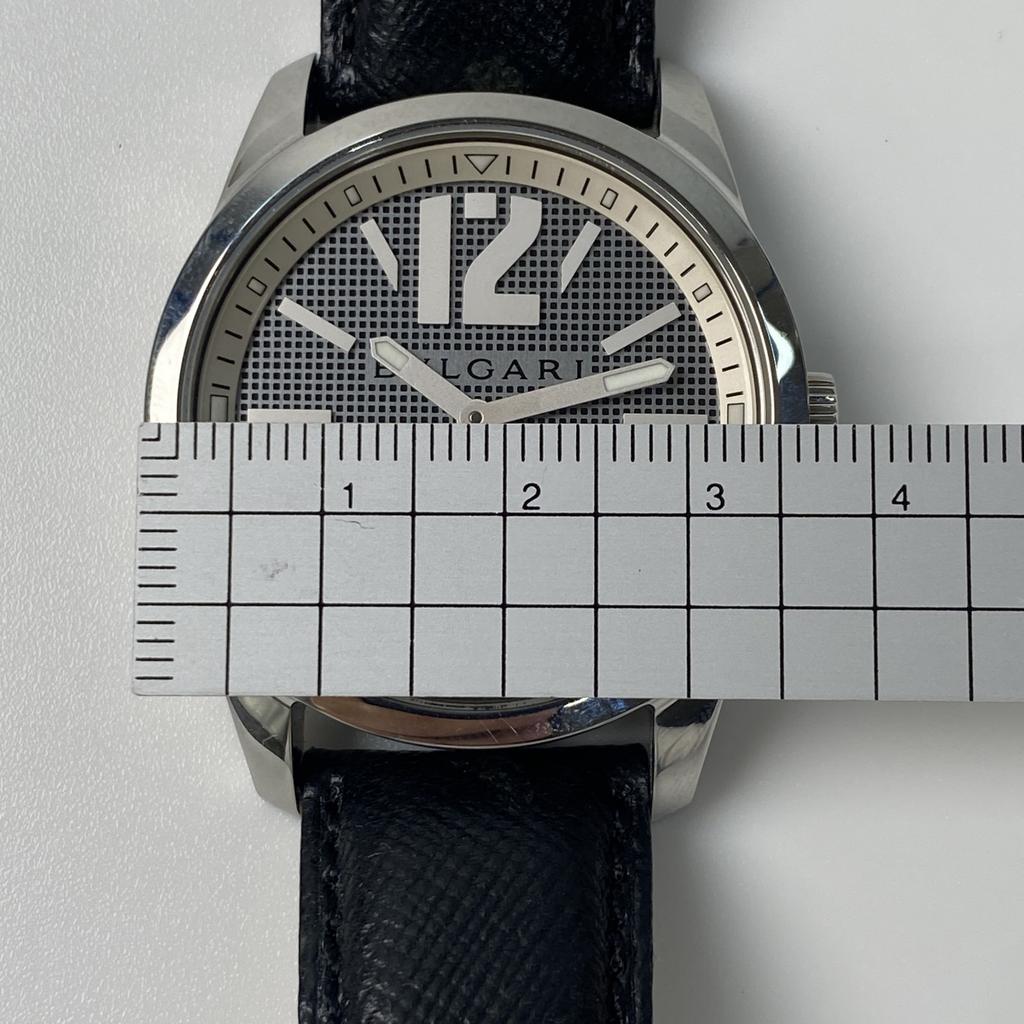 Gebrauchte BVLGARIUhren schwarz/Silber Edelstahl/Leder Herren