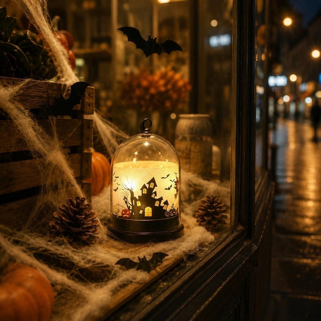 Halloween Pumpkin Lantern Decoration LED Candle Light Dome Shaped Small Night Light Tabletop Ornament for Holiday Party Display and Indoor Use