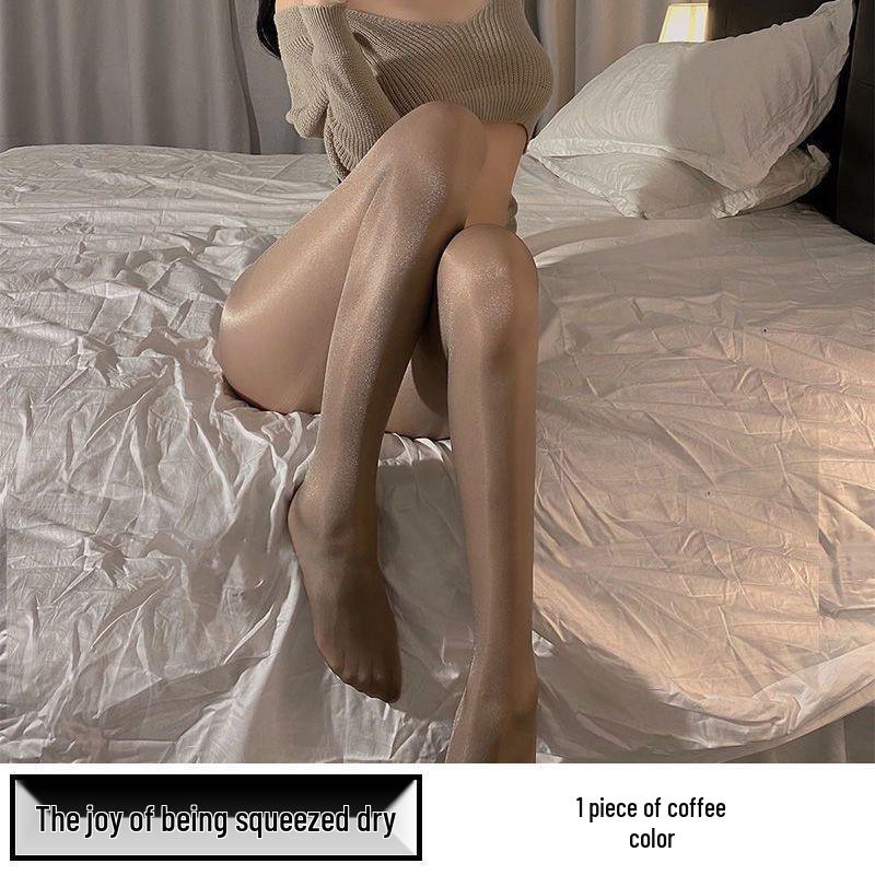 Perleťové dámské punčochy - Lesklé černé a bílé hedvábné, Ultratenké, Zeštíhlující, Šedé punčochové kalhoty pro vylepšení pokožky na léto.