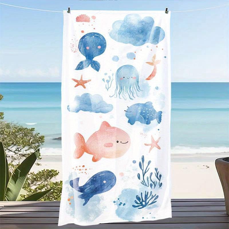 Entzückendes Strandtuch mit Meeresmotiv - Superweiche, schnelltrocknende Mikrofaser, Großes rechteckiges Badetuch für s, Lebendige Aquarellfarben
