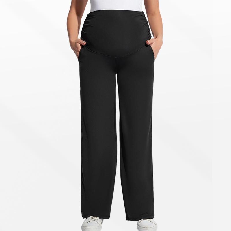 High-Waist Maternity Straight-Leg Stretch Pants - Versatile and Fashionable for Casual Wear