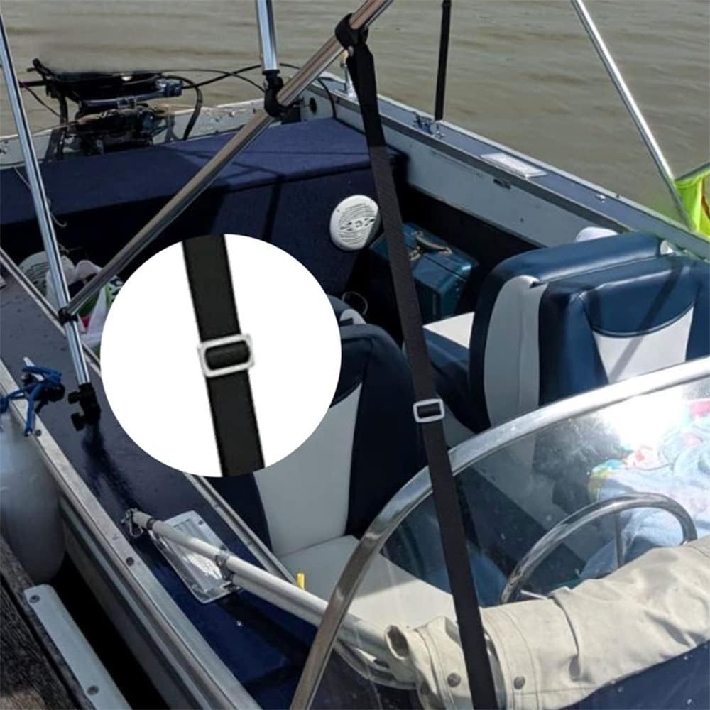 2-Piece Adjustable Bimini Boat Top Strap With Double Head Snap Hook, Heavy Duty Canopy Strap 28“-60” Boat Nylon Bimini Boat Top Strap