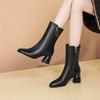 Fashion Black Fleece-Lined Half High Boots for Women Autumn Winter Comfortable and Elegant Boot Waterproof Y2k Work Mid Calf Shoes Woman