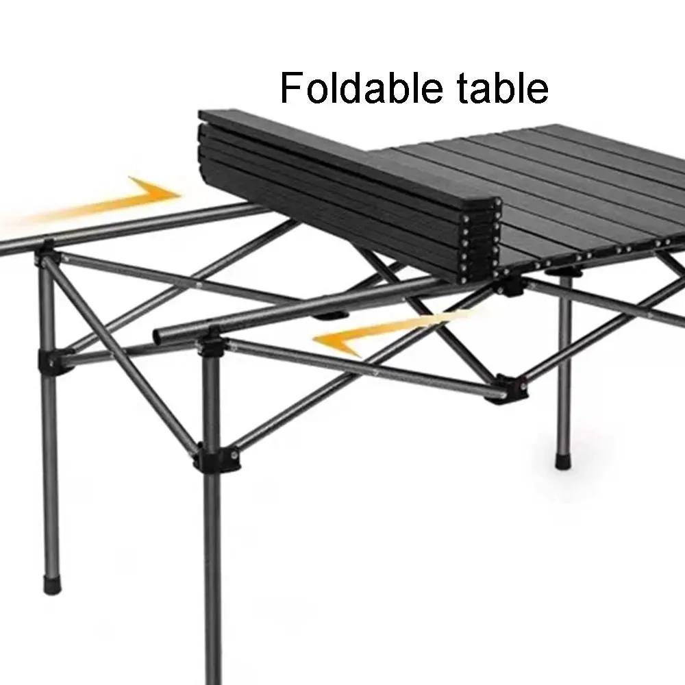 Outdoor Folding Long Table Portable Travel Chicken Rolls Table Black Camping Table Waterproof Folding Storage Barbecue Table