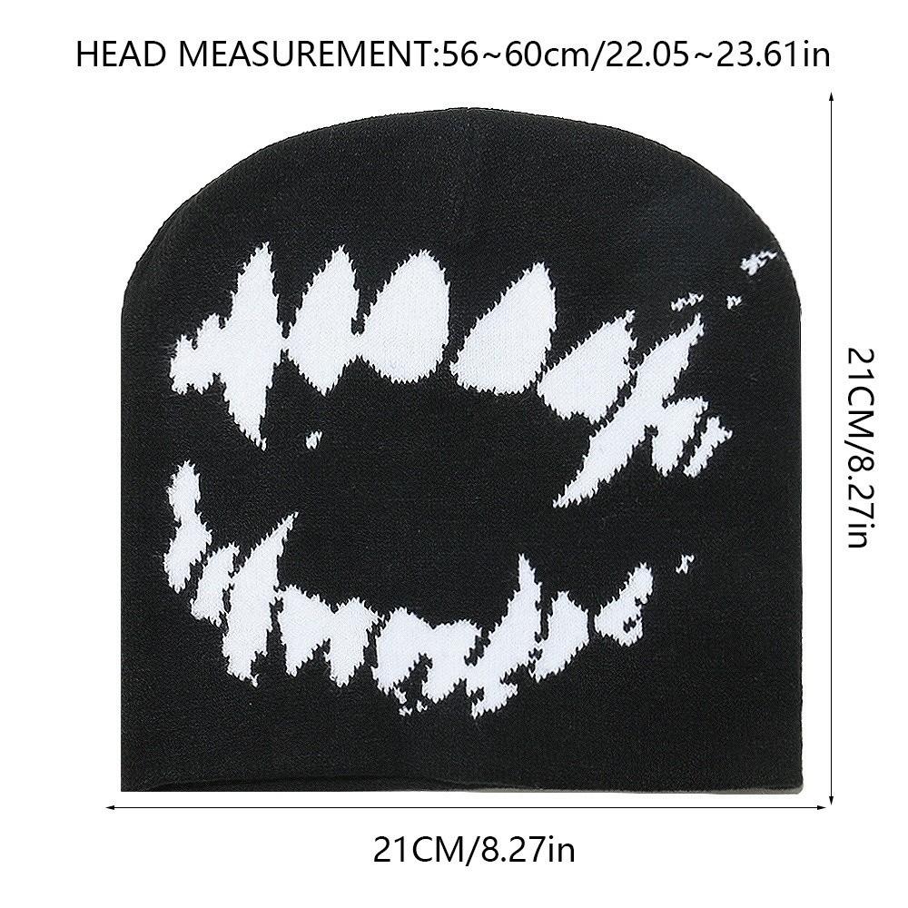 Versatile Elastic Y2K Knitted Hat Halloween Hip-hop Black White Pullover Cap Dome All-match Brimless Beanie Cap Warmer