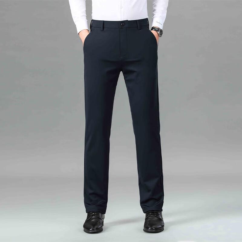 ROMON Men's Thickened Business Casual Straight Leg Pants