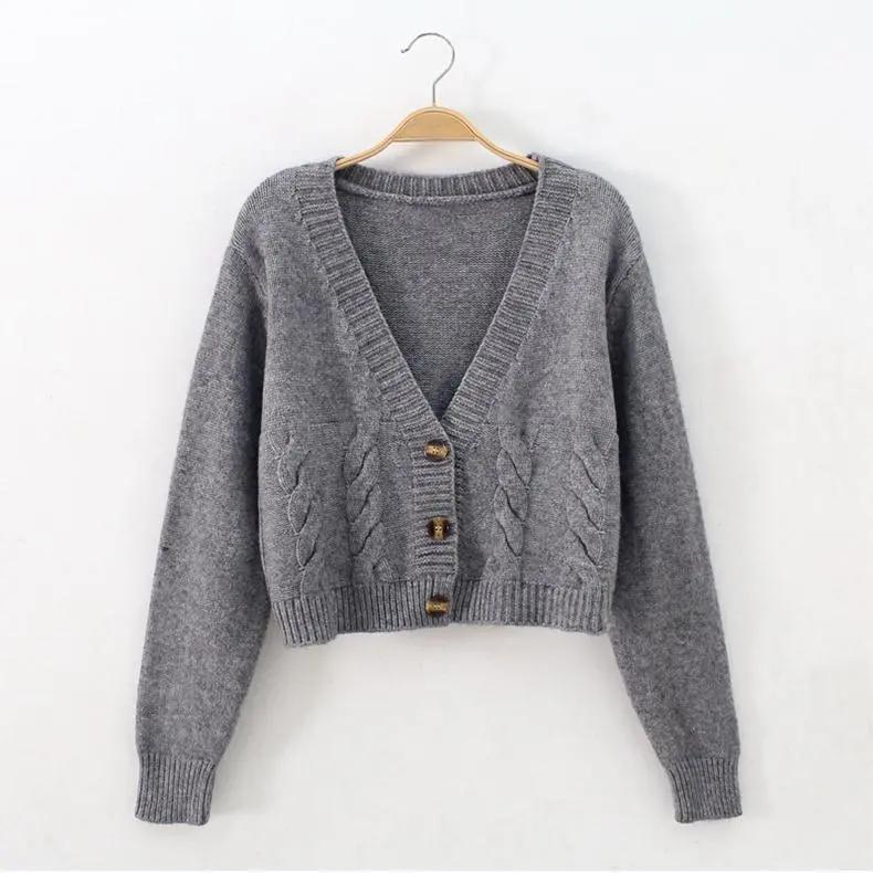 Women's Solid-Color Elegant Short-Length High-Waisted Slimming Sweater Spring Single-Button Knit Cardigan