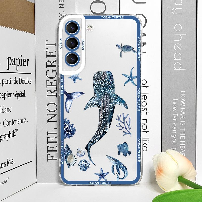 Cool Ocean Turtle Phone Case for Samsung Galaxy A55 A54 A53 A52 A51 A70 A32 A31 A22 A13 4G 5G Sea Blue Turtle Design Clear Cover