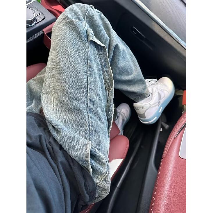 

Осень и зима Новые американские джинсы High Street Washed Light Color для мужчин и женщин Прямые слегка расклешенные свободные широкие брюки 3XL синий