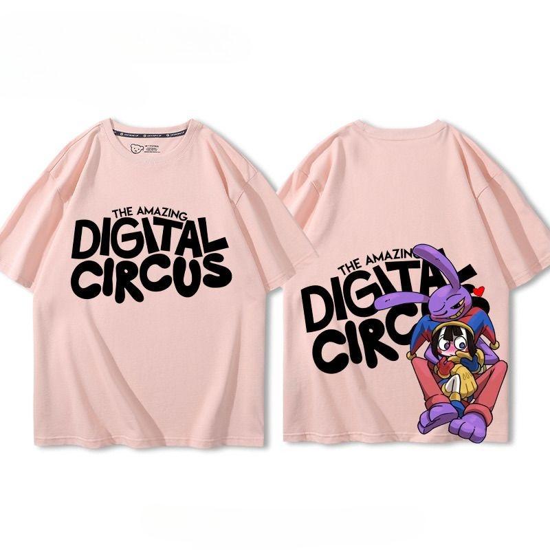 Magic Digital Circus Graphic Unisex Cotton T-shirt Tee Casuai Short Sleeve Crewneck Top Fashion StreetwearParent-child Outfit