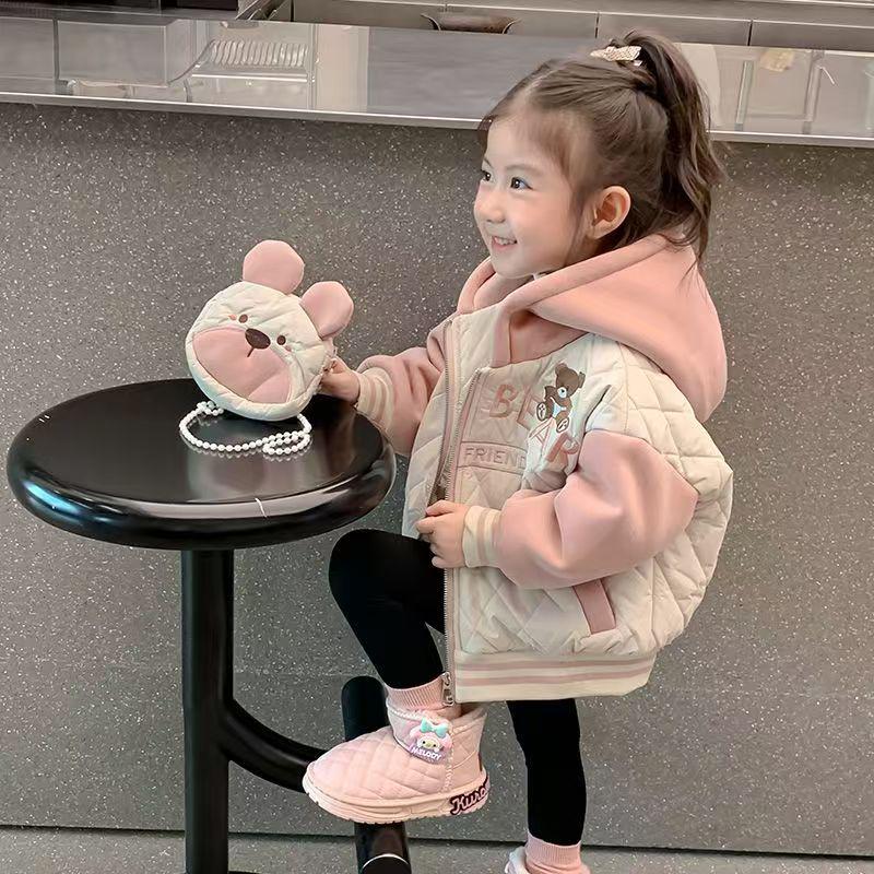 2025 Stylish Girls' Fleece-lined Coats: Autumn/Winter Cotton-Padded Jackets for Kids