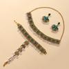 Vintage-Blumen-Quasten-Armband, Ohrringe und Halsketten-Set - böhmischer ethnischer Schmuck
