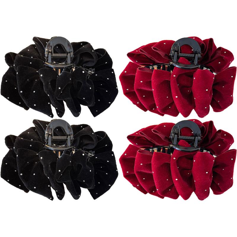 New Year Starry Velvet Cloud Bubble Hair Clip for Women Multi-Layer Bow Shark Clip Hair Accessory