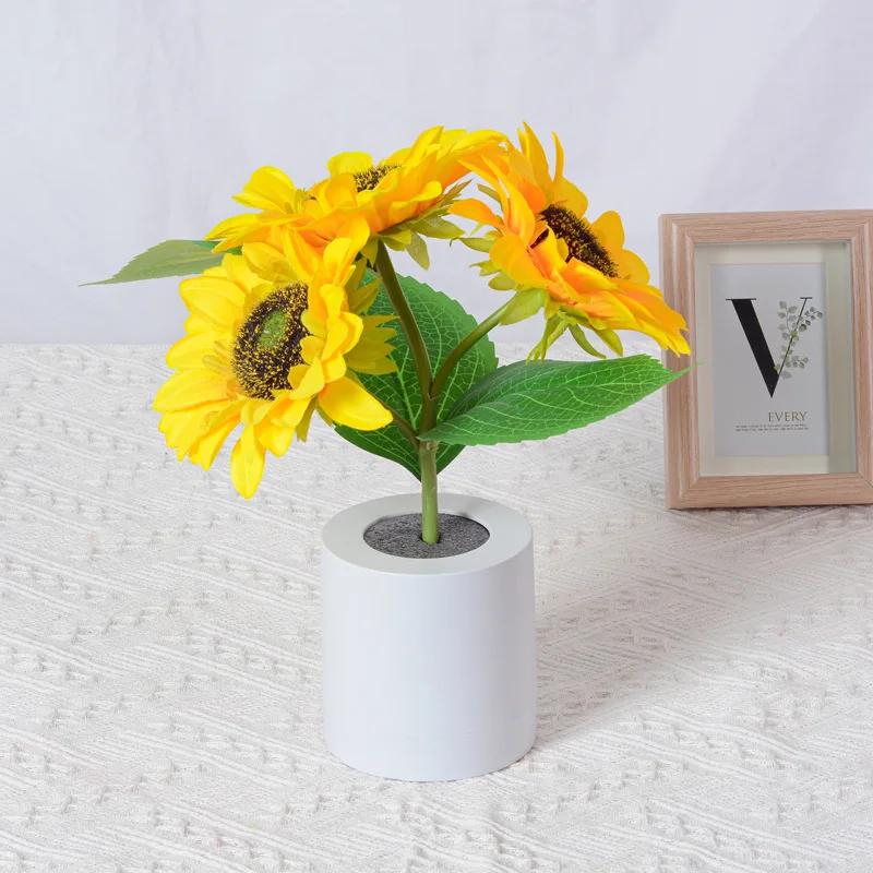 3 LED Nachtlicht Wiederaufladbar Sonnenblumenlichter Innenbeleuchtung Schlafzimmer Nachttisch Schreibtisch Dekoration Tischlampe Nachtlichter