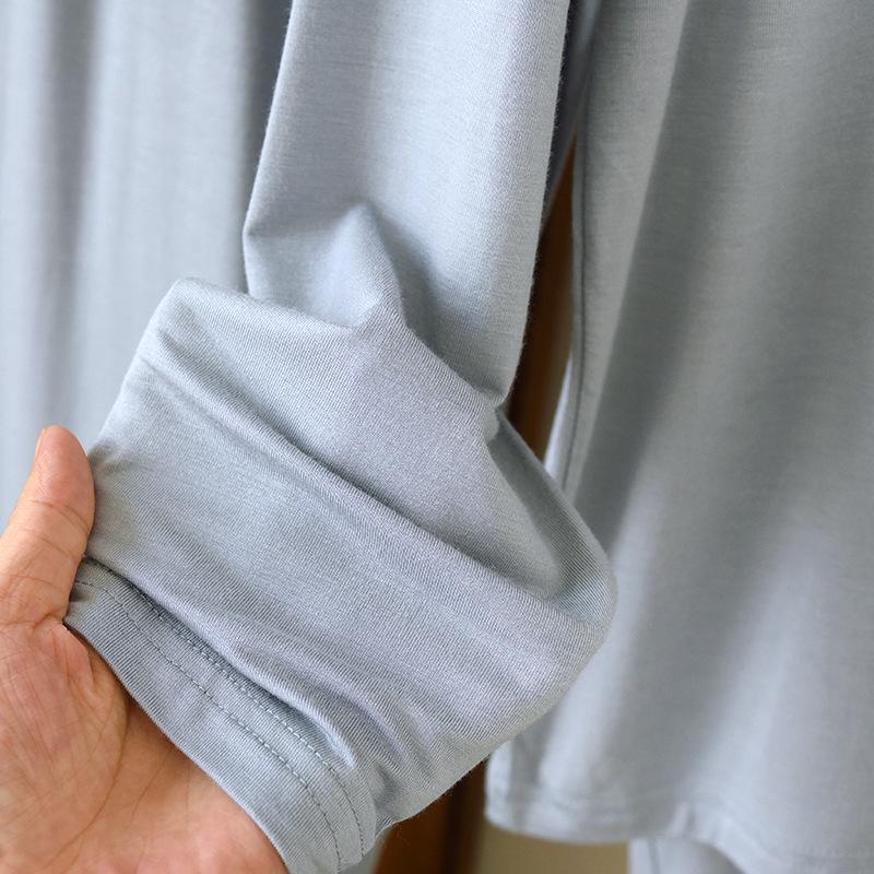 Men’s Casual Modal Pajamas Set: Long Sleeve & Pants with Pockets, Loose Fit, Plus Size, Perfect for Spring and Autumn