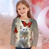 Children's Clothing Girl T-Shirts Long Sleeve Cute Cat 3D Print Casual Kids Spring Fall Clothes Girl Cartoon T-Shirts