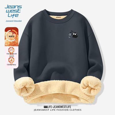JEANSWEST LIFE Men's Thermal Alpaca Fleece Lined Crew Neck Sweatshirt