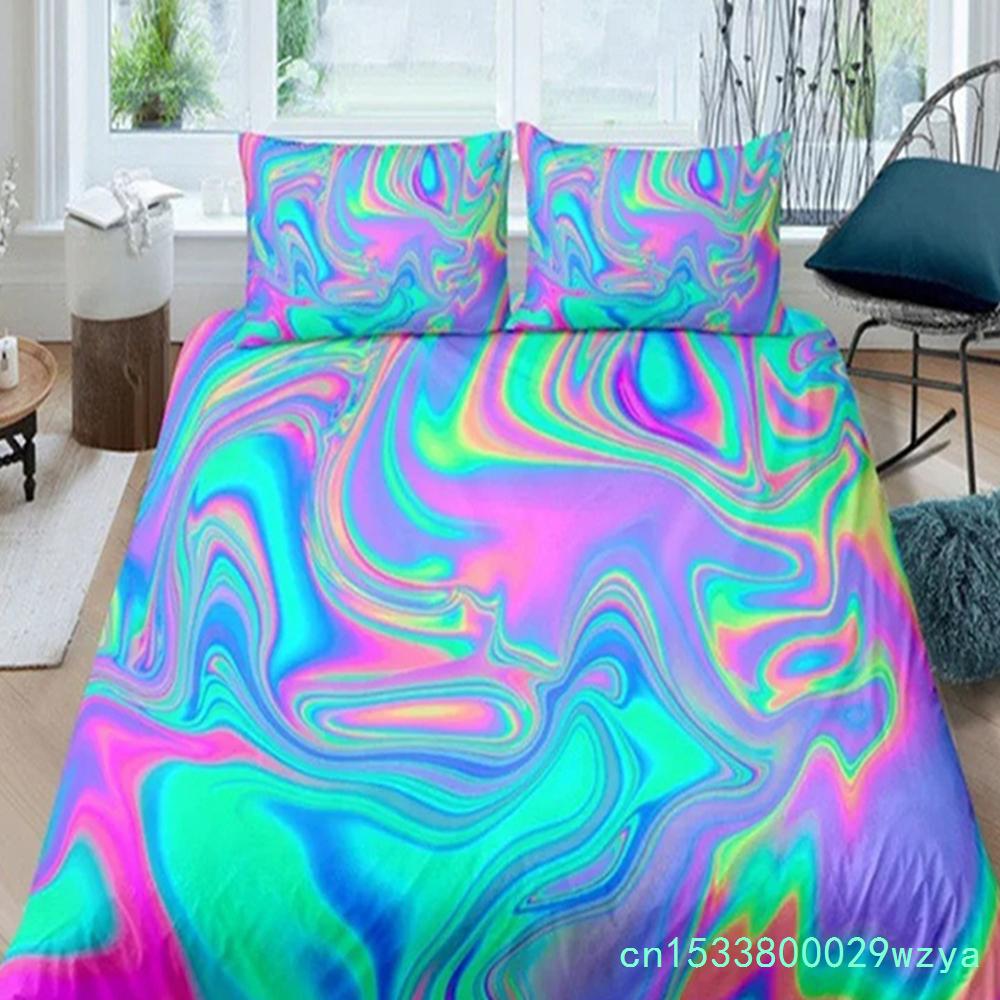 Schicker Marmor-Bettbezug aus Mikrofaser, Mint, Gold, Glitzer, Türkis, Bettwäsche-Set, abstrakt, Aquablau, Bettbezug für Einzelbett, Doppelbett, volle Größe