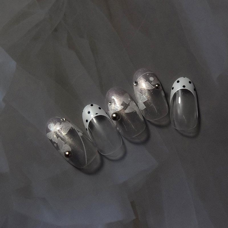 Shell Light White Butterfly Nail Stickers Glitter Adhesive Sticker Nail Art Decoration Cute Butterfly Nail Art Sticker Diy Salon