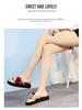 Korean Style Women's Summer Parent-Child Flower Wedge Flip-Flops: Non-Slip Thick Sole Beach Sandals for Outdoor Wear