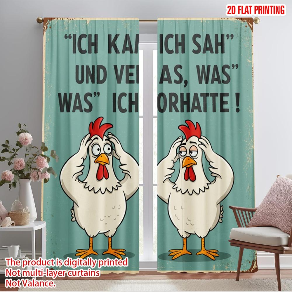 

2pcs 2D flat printing Curtain Funny Chicken Sign Polyester Without Electricity Festive Curtains Use for Multipurpose Event 52.50×116.00 CM 2pcs