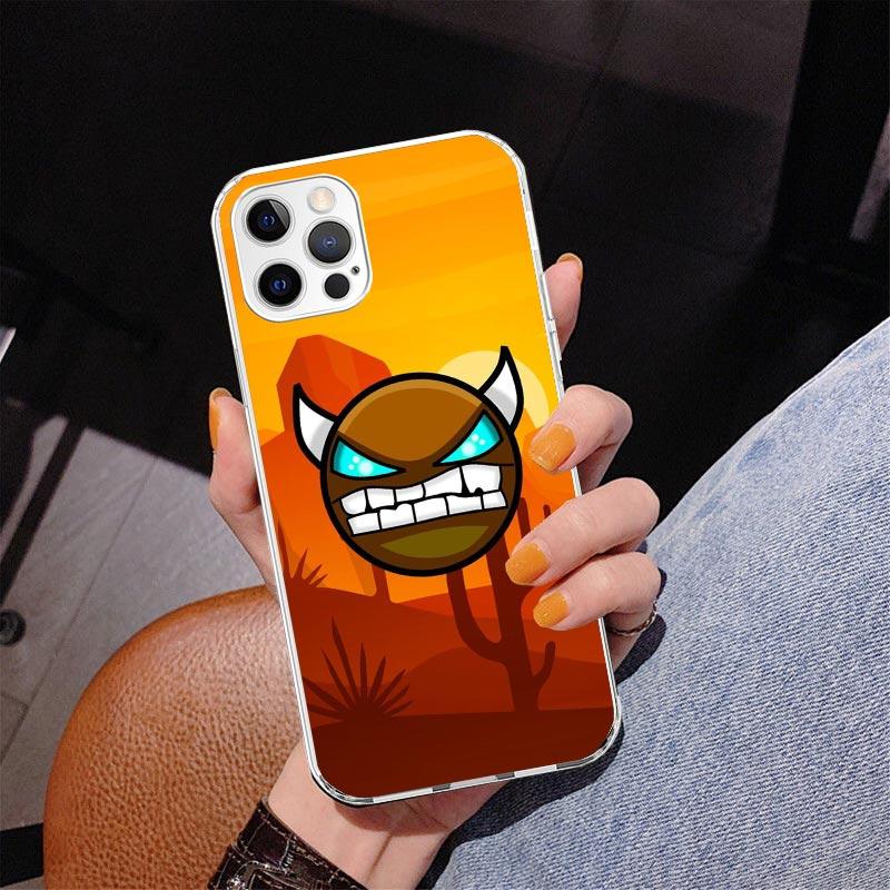 Capa de Celular Jogo Geometry Dash Para iPhone 17 Air 16 Pro Max 16E 15 + 14 Plus 11 12 13 Mini 7 8 SE Capa com Impressão de Presente Fundas 16 Pro