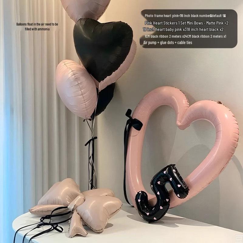 Pink Heart Photo Frame Balloon for Children's Party Decoration