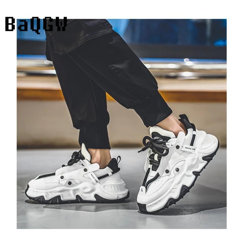 Fashion Chunky Sneaker Men Designer Soft Sole Running Shoes Fashion Casual Microfiber Leather Breathable Height Increased Platform Shoes