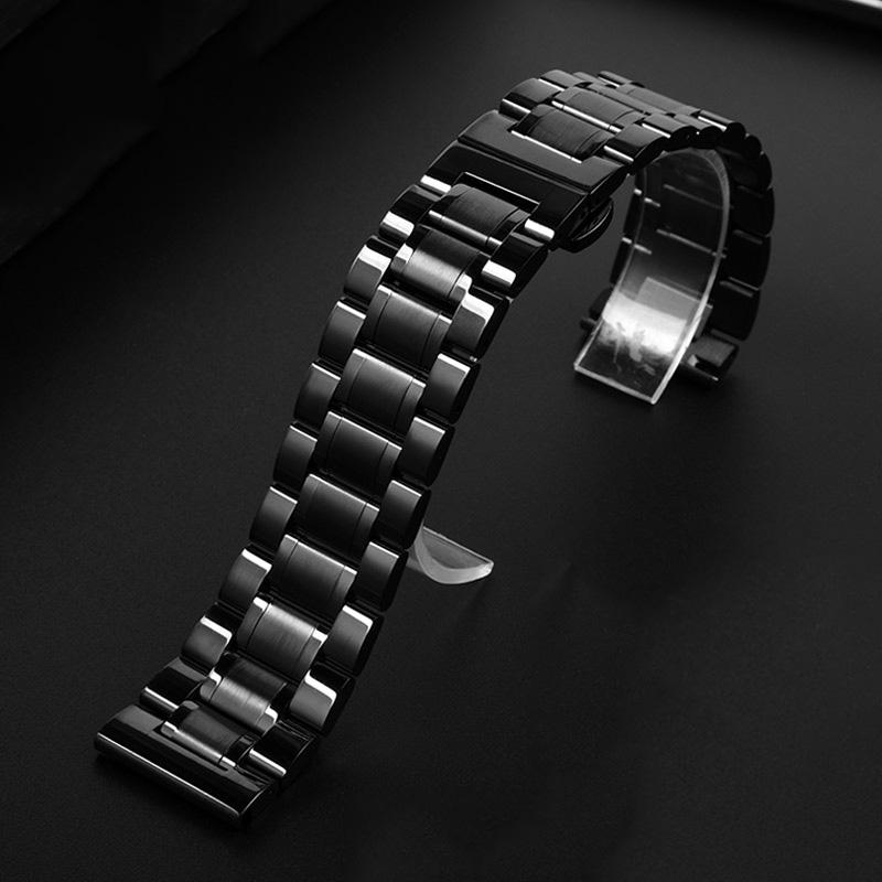 Klassisches Uhrenarmband aus Edelstahl, 20 mm, 22 mm, schwarzes Uhrenarmband für Armani Black Warrior AX7105 AR1970 für Huawei Watch Gt2/3