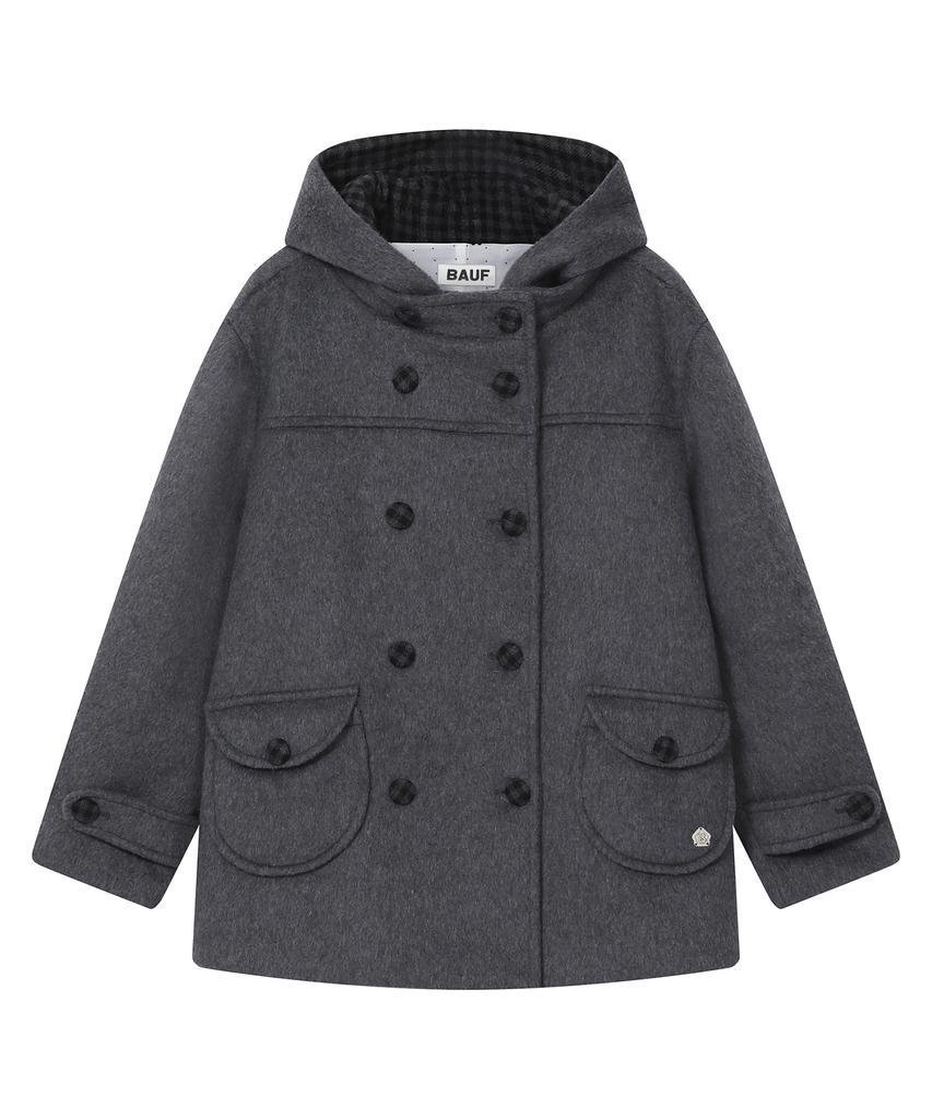 BAUF Check Double Button Half Coat [Grey]