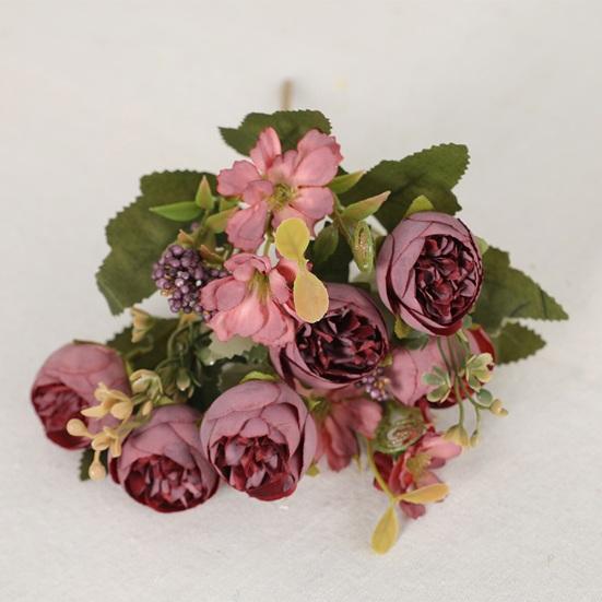 Sztuczna róża 5 widelców z łodygą Nie wymaga podlewania Nie więdnie Realistyczna dekoracja ślubna