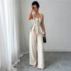 European And American Ladies Summer Temperament Elegant Style Camisole Solid Color Casual Trousers Suit