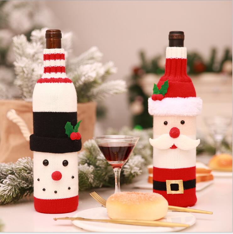 Details about / Christmas Cover Wine Bottle Decorations Santa Claus Snowman Stocking Gift Xmas