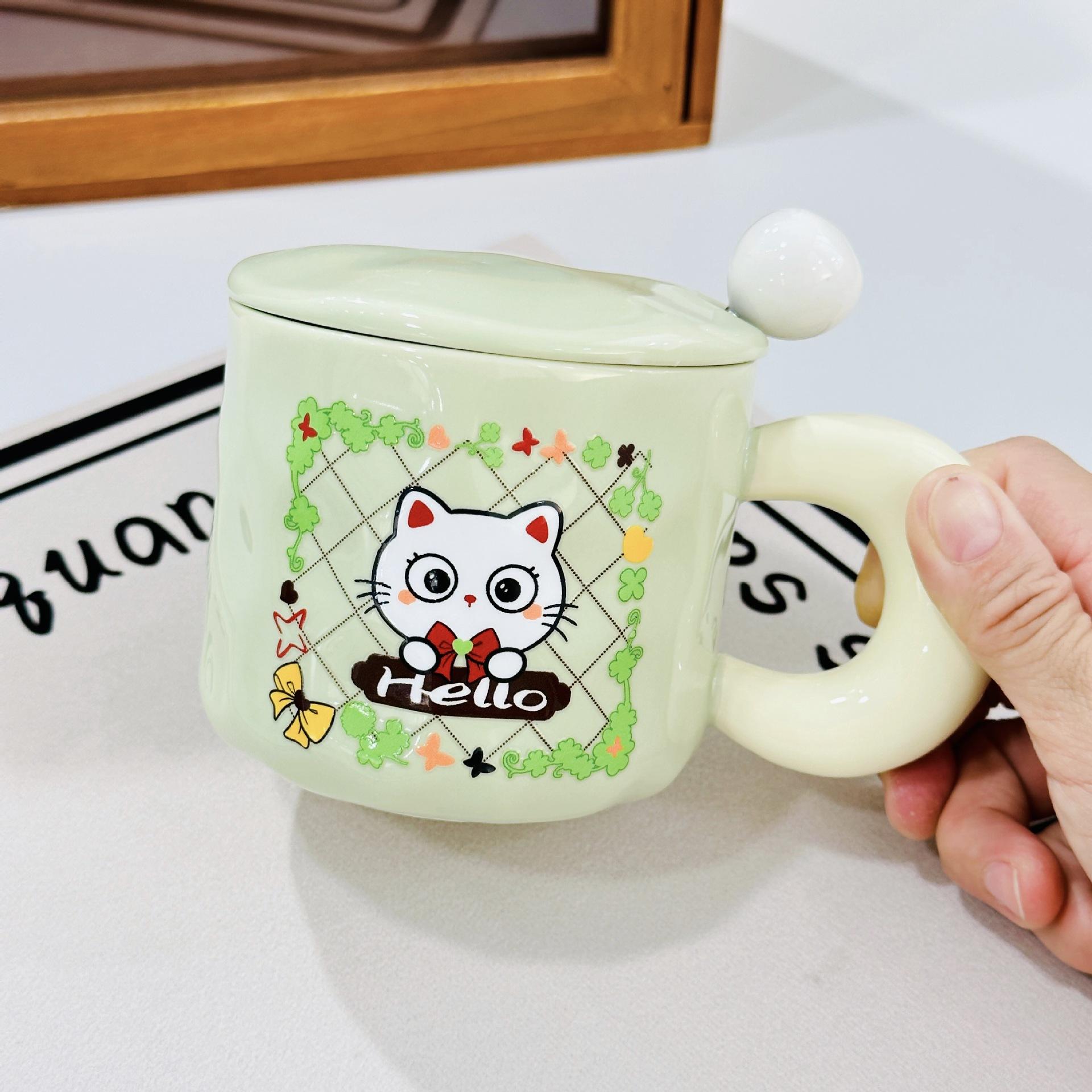 

Пара с крышкой, чашка для воды, шляпа, милая творческая личность, керамическая чашка, привлекательный внешний вид, большая емкость, набор кружек для домашнего использования 400ML